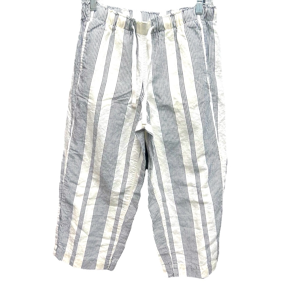 Eddie Bauer women’s stripe pattern capris linen/cotton blend size 8